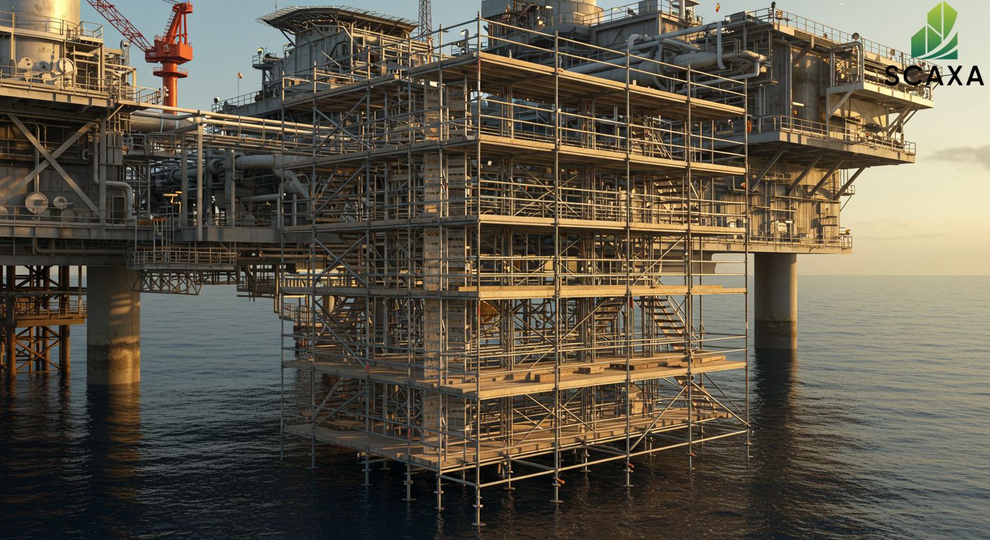 Ship hull dry dock scaffolding